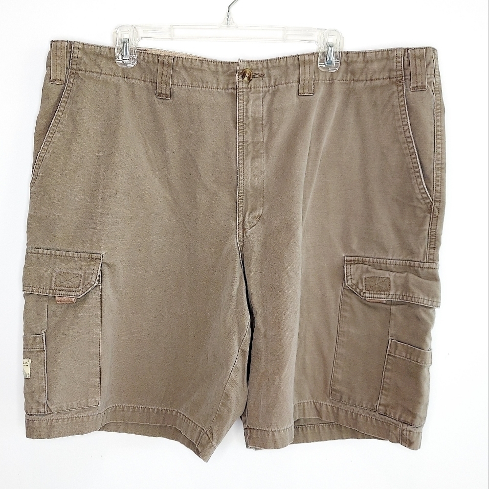 Eddie Bauer Mens Cargo Shorts SZ 40 Gray Brown Flat Front Casual Outdoor Cotton
